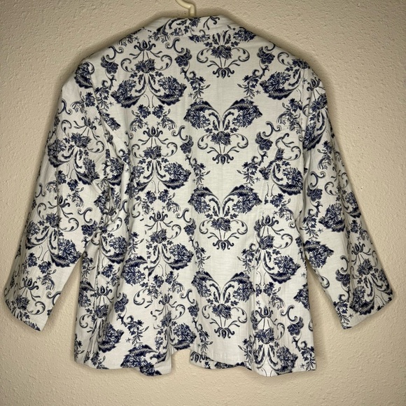 Chico’s Floral Jacket Open Front Paisley Blue White Women’s Sz Small (Chico’s 0) - Picture 3 of 13